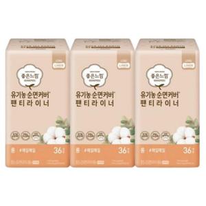 좋은느낌 유기농 순면커버 데일리 라이너 롱 36 x 3팩