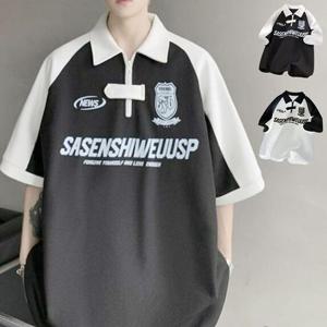 여름 반집업 캐주얼 스트릿 반팔 티셔츠 BM-032