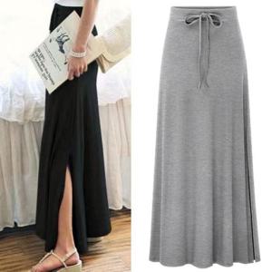 G126917_허리밴딩 옆슬릿 스판 롱스커트