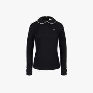 페어라이어 여성 진주 라운드 카라 티셔츠 (블랙)