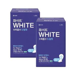 화이트 수퍼흡수 수퍼롱 드림핏 오버나이트 생리대 16매 X 2팩 편안한 부드러운 보송보송한 생리대