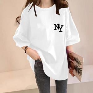 [체리캣] 여성 NY프린팅 오버핏 반팔티셔츠 T-69