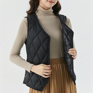 여성 데일리 심플 엘레강스 라운드 퀼팅 조끼 WS-JP23