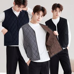 남자 겨울 보온 방한 골지 퀼팅 누빔 양털 후리스 기모 집업 깔깔이 조끼