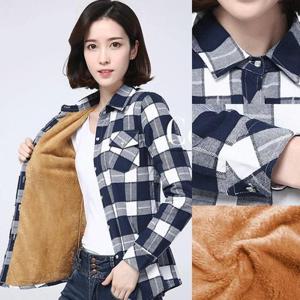 셔츠 여성 보온 기모 융털 겨울 여자 체크 남방