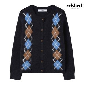 [위시드]아가일 라운드넥 버튼업 니트 가디건 (WICDCD014)