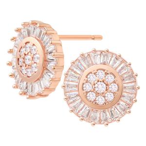 [미니아트] 14K GF 큐빅 라운드 꽃 골드필드 일자 침 귀걸이