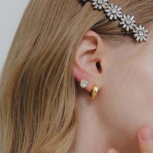 제이로렌 큐빅 빈스 실버 원터치 귀걸이 M03872