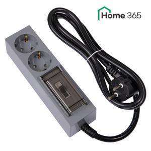 홈365 국산 고용량 멀티탭 2구 1.5m 그레이 블랙