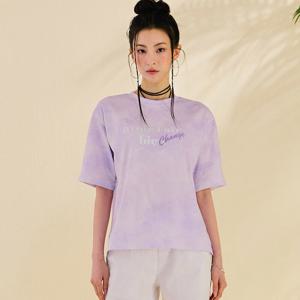 여성 전판 나염 레터링 반팔 티셔츠-DBRG5884D0T