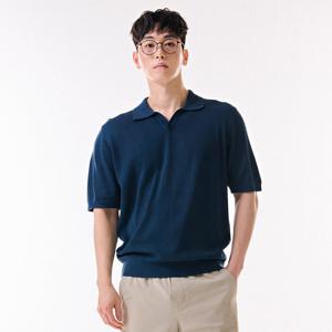 남성 쿨터치 오픈 카라넥 반팔 스웨터-DBRK5611D0G