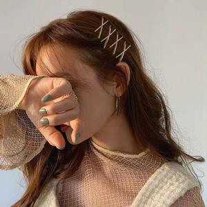 [리본크림] 1종 X큐빅 옆머리 실핀 머리핀 포인트핀