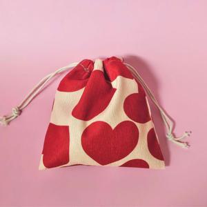 하트 패브릭 스트링 복조리 파우치
