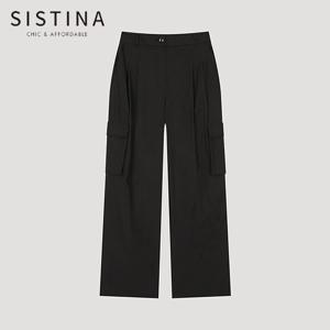 [SISTINA] 인기 코튼 투턱 카고 팬츠_AWWSLO21120_BK