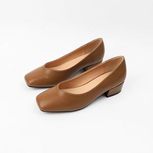 [신난다슈]여성 구두 펌프스 힐 4cm 미들힐 통굽 정장 구두 발편한 쿠션 RM2461272 브라운
