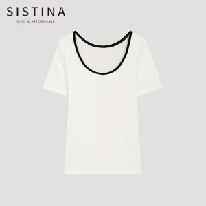 [SISTINA] 인기 슬림핏 골지 스쿱넥 티셔츠_AAJTSO21090_IV