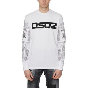 디스퀘어드2 프린트 코튼 긴팔 티셔츠 FS71GD1277S22507100_Whi