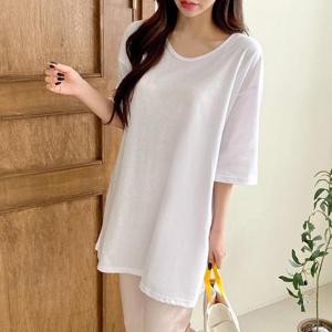 빅사이즈 407 배리유넥루즈롱반팔티 DILG569