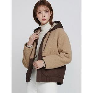 [레코브](레코브) 퀼팅 뽀글이 배색 후드 패딩 점퍼(LC21BYPD002