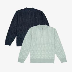 [크로커다일남성]CDAAAKR3319_올오버 자카드 하프 집업 니트