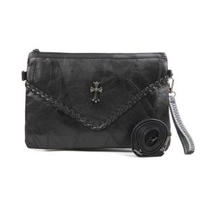 클러치 가죽 크로스 겸용 E 손잡이 스트랩 블랙