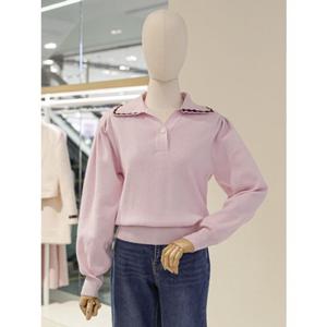 SOUP 숲 칼라 자수 배색 풀오버 니트 (SZALK86)