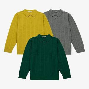 [크로커다일남성]CDAAAKT3342_세로 스트라이프 조직 폴로 니트