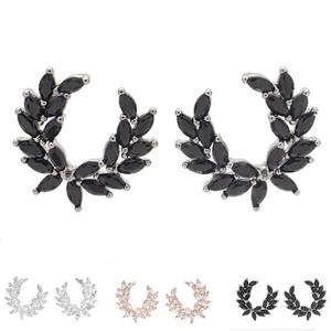 검정큐빅 예쁜 데일리 월계수 귀걸이