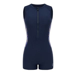 [아레나]여성  A4FL1LS03NVY 파이어워크 2부 지퍼 반신 (캡내장) 실내수영복