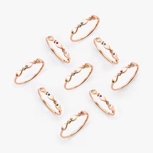 [비앤비골드] '하나뿐인 나만의 행운반지' 14K 세마리 물고기 3큐빅 탄생석 커스텀 반지