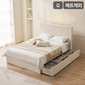 삼익가구 네이처 편백나무 템바보드 LED조명 수납 호텔 침대(매트제외-퀸)