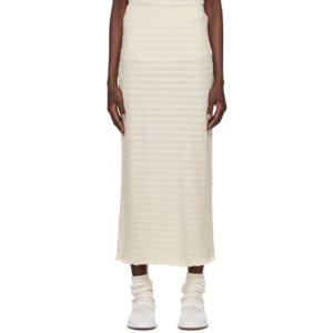 25 FW 로렌 마누지안 여성 오프 화이트 스목 맥시 스커트 242874F093003