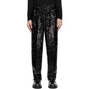 25 FW 드리스반노튼 남성 블랙 시퀸 슬랙스 241358M191001