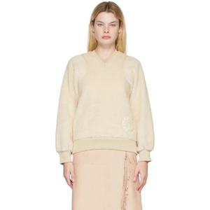 25 FW 스텔라 매카트니 여성 베이지 브이넥 스웨터 222471F100000