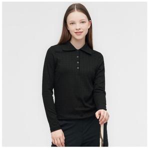 [링스골프][24FW] 여성 자카드 소재 와이드 에리 티셔츠  L21D3T