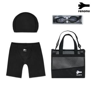 [레노마수영복]아동 생존 수영 키트 원포인트 로고 솔리드SET BS2D809_BK