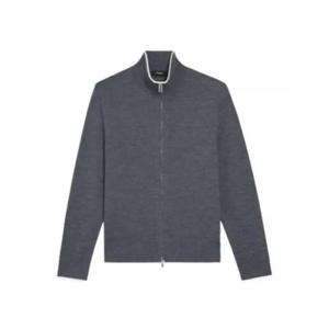 띠어리 집업 니트 N07817070NF PESTLE MELANGE WHITE DOM