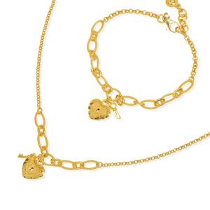 여자 순금 목걸이 팔찌 세트 30g [하트 클립열쇠]