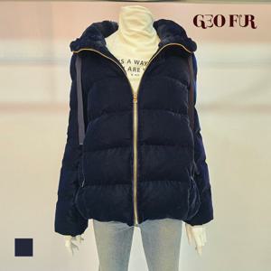 [GEO FUR] 천연모피 렉스스킨 벨벳 다운 자켓_G304FJK0090