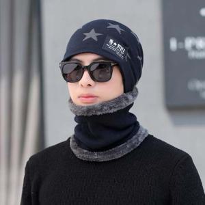 넥워머 비니 모자 세트 네이비 남성용 겨울모자 겨