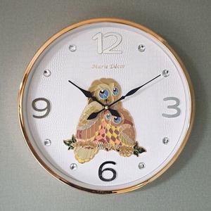 컬러블록 부엉이 심플벽시계 (골드)