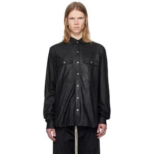 25 FW 릭오웬스 남성 블랙 할리우드 메가블리스터 램스킨 셔츠 251232M180005
