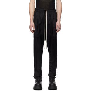 25 FW 릭오웬스 남성 블랙 할리우드 드로우스트링 롱 슬랙스 251232M191029