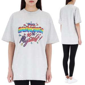 발렌시아가 그래픽 로고 프린트 오버핏 반팔 티셔츠 641655 9012