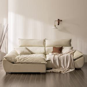 안목 청신 와이드 가죽 3인용 소파 스툴 세트