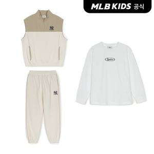 [택가149,000원][MLB키즈 공식] 25SS 베이직 아웃도어 와플 베스트 긴팔 3 세트 NY (Mg.Cream) 7AS1B0351-50CRM