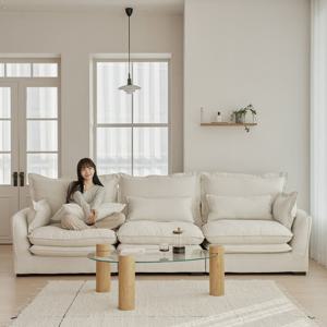 플로라 4인용 패브릭 린넨 구스 소파