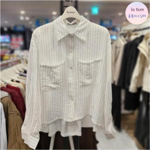 라티움 HC03 여성 핏예쁜 하늘거리는 앞이 짧은 남방셔츠 L55 P3BL11 91