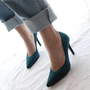 벨벳 스틸레토 하이힐 슬림해 보이는 예쁜 구두