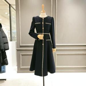 [아니베에프]A53WOP300_A라인 트위드 라인 원피스